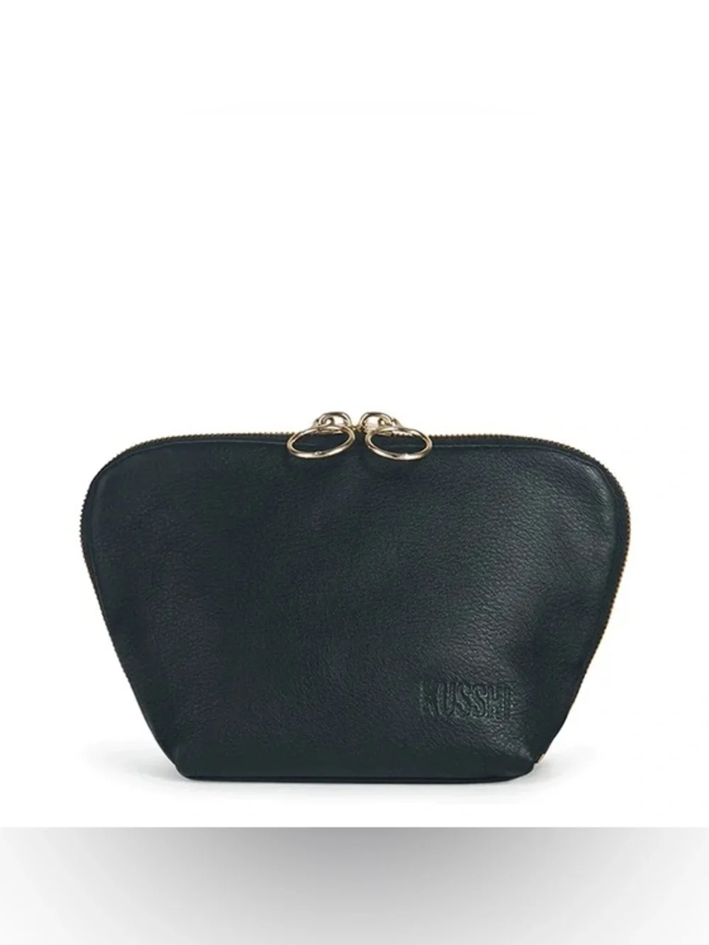 Kusshi Everyday Makeup Bag in Black Leather & Leopard
